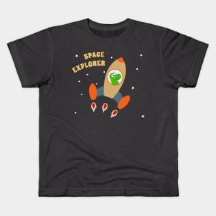 cute dinosaur astronaut play with his rocket. Kids T-Shirt